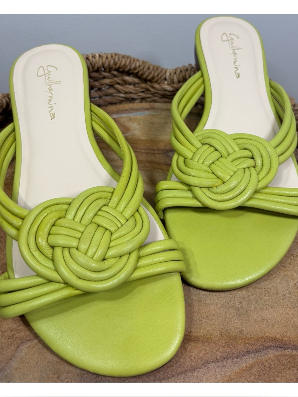 NWOT Anthropologie Guilhermina Braided Sandals in Lime  Size 7